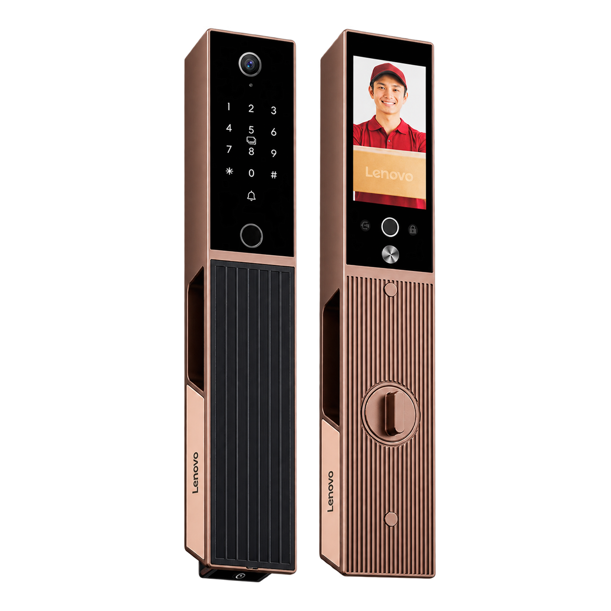 Lenovo 聯想|F3掌靜脈 人臉識別雙貓眼電子鎖 太陽能充電 上下雙鏡頭